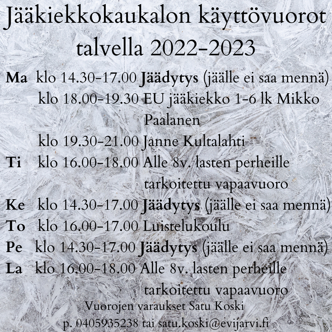 Jkiekkokaukalon vuorot 2022 2023