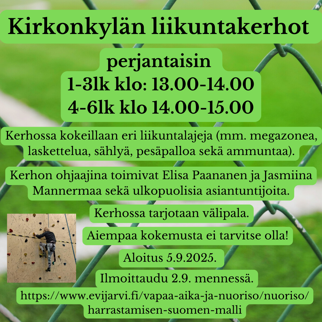 Kirkonkyln liikuntakerho 1 6 luokkalaisille